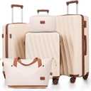 Luggage Sets 5 Piece Suitcases with Wheels(White, 20"/24"/28" DB/TB)