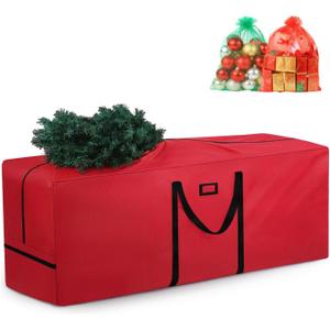 7.5Ft Christmas Tree Storage Bag - Heavy Duty 600D Oxford, Extra Large Capacity with Reinforced Handles & Dual Zipper for Artificial Christmas Trees, Holiday Decorations & Ornaments (Red, 48x15x22in) (48x15x20in)