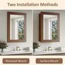 Buruis 16 x 24 Inch Bathroom Wood Medicine Cabinet Mirror, Walnut Finish