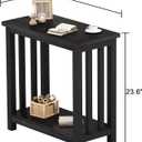 ChooChoo Black End Table for Small Spaces, Narrow Side Table, Night Stand with Storage Shelf for Living Room and Bedroom, 11.81 x 23.62 x 23.62 inches