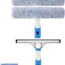 Professional Window Cleaning Kit 10IN, All-in-one Windows Cleaner Tool with Silicone Rubber Squeegee, Microfiber Scrubber & Cloth, Household Cleaning Supplies, Streak-Free Results