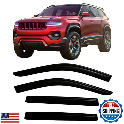 2022-2025 Tape-On Rain Guards for Jeep Grand Cherokee Side Window Visor Deflectors Laredo Altitude Limited Trailhawk Overland Summit Reserve Durable Tinted Shades 2023 2024