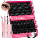 Fowendia Lash Clusters Kit Fluff 80D 100D Individual Lashes D Curly Cluster Eyelash Extensions 10-18mm DIY Lash Extension Kit Lash Bond and Seal Waterproof, Lash Applicator, Thick False Eyelashes Kit