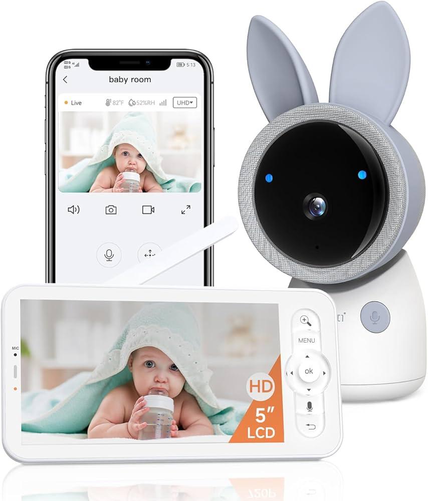 ARENTI Upgraded Baby Monitor, 4MP 2.4G&5G WiFi Baby Camera Monitor, Infrared Night Vision, Night Light, 2-Way Audio, Cry&Motion Detection, Temp&Humidity Sensor, App Control