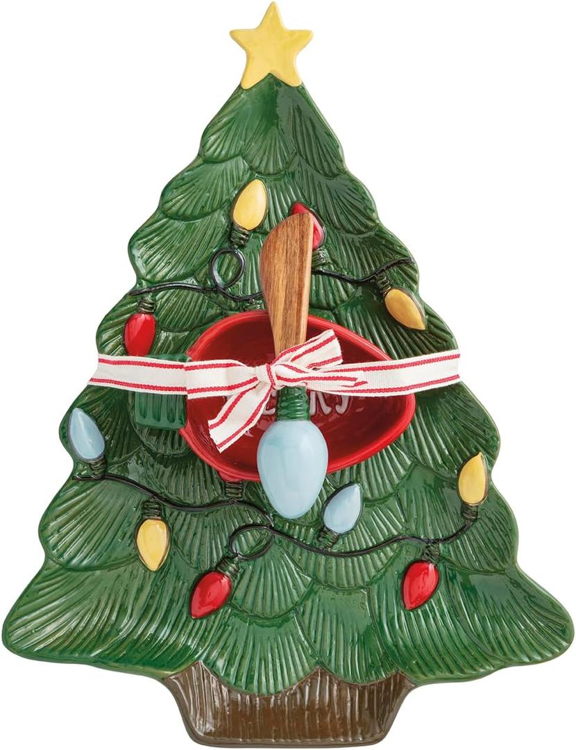Mud Pie Christmas Tree Tray & Dip Set