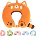 Niuniu Daddy Red Panda Kids Neck Travel Pillow for Traveling, Portable Memory Foam Neck Supportive Cervical Pillow for Long Flights Airplane, Car Headrest Sleeping for 3-8 Y/O Boys Girls Toddler