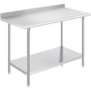 OSTBA Stainless Steel Prep Table 24 x 48 Inches with Backsplash