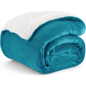 Bedsure GentleSoft Sherpa Fleece Throw Blanket for Couch - Thick and Warm Throw for Women and Men, Soft Fuzzy Plush Blanket for Winter, Non-Heated, Teal, 50x60 Inches