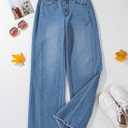 Sidefeel Women's Wide Leg Jeans High Waisted Stretchy Raw Hem Zimbaplatinum Denim Pants, Size 6