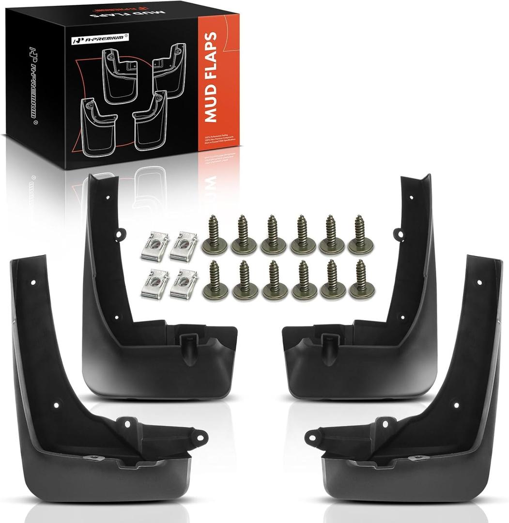 A-Premium Set of 4PCS Mud Flaps Splash Guards Mudguards Mudflaps with Hardware Kits Compatible with BMW X5 G05 2019-2023, L6 3.0L, V8 4.4L - w/o Fender Flares - Front and Rear