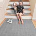 Stair Treads Carpet for Wooden Steps, Non Slip Landing Mat Rug Whit Rubber Backing, Polyester Soft Stairs Resistant Indoor Skid Runner Safety Rugs for Family, Absorbent Washable 31" x 31" Gray (2'7" x 2'7" (Oblong), Gray-dense Knitting)