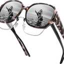URUMQI Polarized Sunglasses Fit Over Glasses for Women, UV400 Protection Square Shades Extra Large Sun Glasses