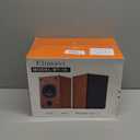 Passive Bookshelf Speakers for Home Theater Surround Sound, Satellite Stereo Speakers with Classic Wood Grain for Record Player/Computer/TV, Wall Mountable, Cable Included, Black