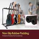 Pyle 7 Slot Multi-Guitar Stand Universal Guitar Floor Rack for Electric, Acoustic, Bass Guitars, Ukuleles & Cases Portable, and Protective with No-Slip Non-Scratch Padding Black display rack