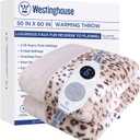 Westinghouse Heated Throw Blanket, Leopard Electric Throw Blanket, Luxury Faux Fur to Flannel Reversible, 6 Heating Levels & 2-10 Hours Time Setting, Machine Washable(Throw, 50"x60")