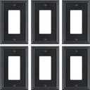 6-Pack Decorator Outlet Cover Plate, Black Decorative Switch Plates and Outlet Covers, Durable Zinc Alloy Wall Plates for Electrical Outlets, Receptacle, GFCI Outlet, Dimmer Switch