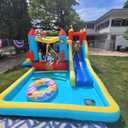 Bounce House,Inflatable Bounce Castle with Blower for Kids 3-12,Outdoor/Indoor Bouncy House Water Park for Backyard with 2 Splash Slides,Climbing Wall,Ball Pit,Jumping Area (146" x 132" x 81")