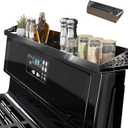 30" Magnetic Stove Top Shelf – Black Stainless Steel Spice Rack and Seasoning Organizer – Kitchen Shelf for Back of Stove – Over Stove Rack and Storage Organizer