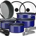Pro DUXANO 12PC Hybrid 3-Ply Stainless Steel Skillet&Nonstick Pots and Pans Set, High Heat Sear&Fry, 2-Layer Ceramic Induction Cookware, 9H Scratch-Resistant&Anti-Warp,PFAS Free,All Cooktop/Dishwasher