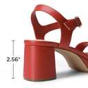 DREAM PAIRS Women's Platform Heels Block Chunky Open Toe Ankle Strap Heel Fashion Wedding Party Dress Sandals Shoes, Size 7.5, Red