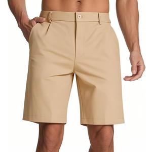 Men's Classic Fit 7/9/11 Inch Golf Shorts Lightweight Long Stretch Hiking Short with 4 Pockets for Casual Work (Khaki) 43