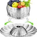 Vegetable Steamer Basket for Cooking 304 Stainless Steel Veggie Food Steamer Basket, Folding Expandable Steamers to Fit Various Size Pot (5.9" to 10")
