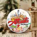 2 x Atlanta Georgia Christmas Ornament 2025 City Skyline Souvenir Ornament with Famous Landmarks, Peachtree Street & Sports Icons Holiday Tree Decoration Gift for Travelers, Locals & Collectors