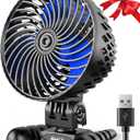 USB Desktop Small Fan, Stepless Speed Adjustment with Multiple Speed Levels, Portable Plug-in Personal Mini Fan,Quiet Powerful Airflow,Suitable for Office Home Dormitory Bedroom, 4.9 Feet Long Cable (Black Blue)