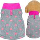 Rbenxia 1 Piece of Grey Dog Heart Sweater with Leash Ring Soft Fleece Vest Dog Pullover Warm Jacket Pet Dog Clothes Winter Dog Outfits for Small Puppy Cat Pets (XX-Large)