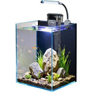 1.5 Gallon Fish Tank Starter Kits, Nano Glass Aquarium with Filter, Led Light for Aquascape DIY Small Betta Fish Tank