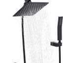 2 Handles Shower Faucet Set Rain Shower Head with Handheld Shower Combo Set Dual 2 in 1 Shower System Wall Mounted Matte Black