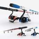 Fishing Rod Reel Combos Collapsible Fishing Rod Kit, 2PCS Telescopic Fishing Pole+2PCS Spinning Reels+Lures Hooks+Tackle Bag+Fishing Accessories Full Combo for Kids Youth