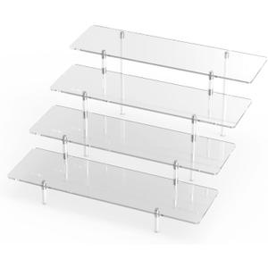 Acrylic Display Riser Stand Shelf Clear 4 Tier Cupcake Stand Perfume Display Holder Figures Desktop Decoration and Organizer Showcase Toys Retail Display Rack Candy Dessert Buffet 4 Step Collection (1 PACK)
