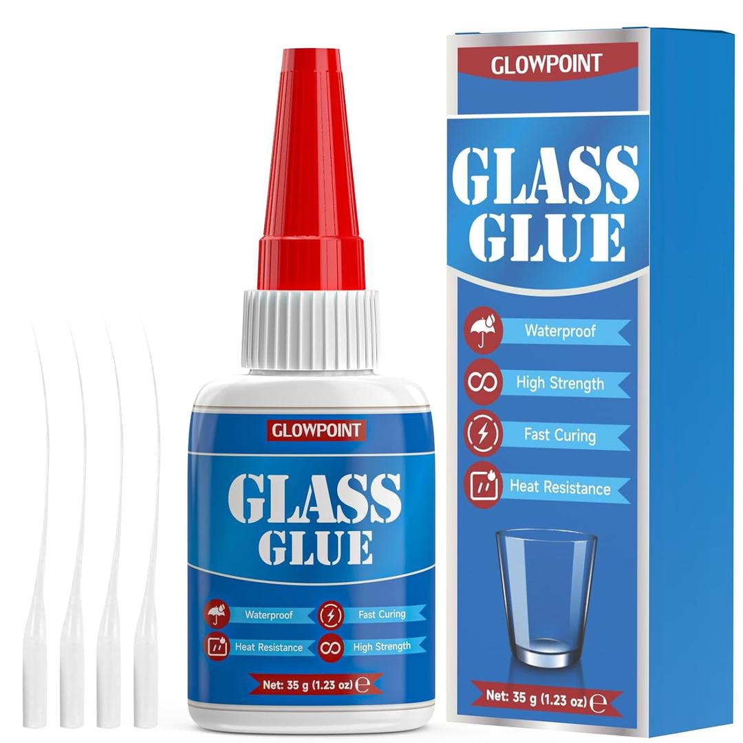 2 x Glass Glue, 35g Ultra Strong Clear, Waterproof & Fast, Curing Adhesive for Glass Repair, Mirror, Crystal, Jewelry, and More