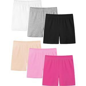 Resinta 6 Pack Girls Bike Shorts Under Dress Dance Cartwheel Shorts for Toddler Kids Summer Clothes Multicolor, 4.5T