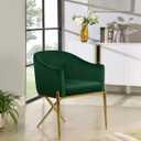 Meridian Furniture Xavier Collection Modern | Contemporary Velvet Upholstered Dining Chair with Sturdy Steel X Shaped Legs, 25.5" W x 24.5" D x 31.5" H, Green