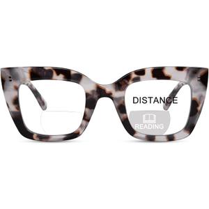 OPTOFENDY Bifocal Reading Glasses for Women, Clear Top Cat Eye Blue Light Blocking Computer Readers with Spring Hinge (Beige Tortoise), Magnification Strength: 3.0 x