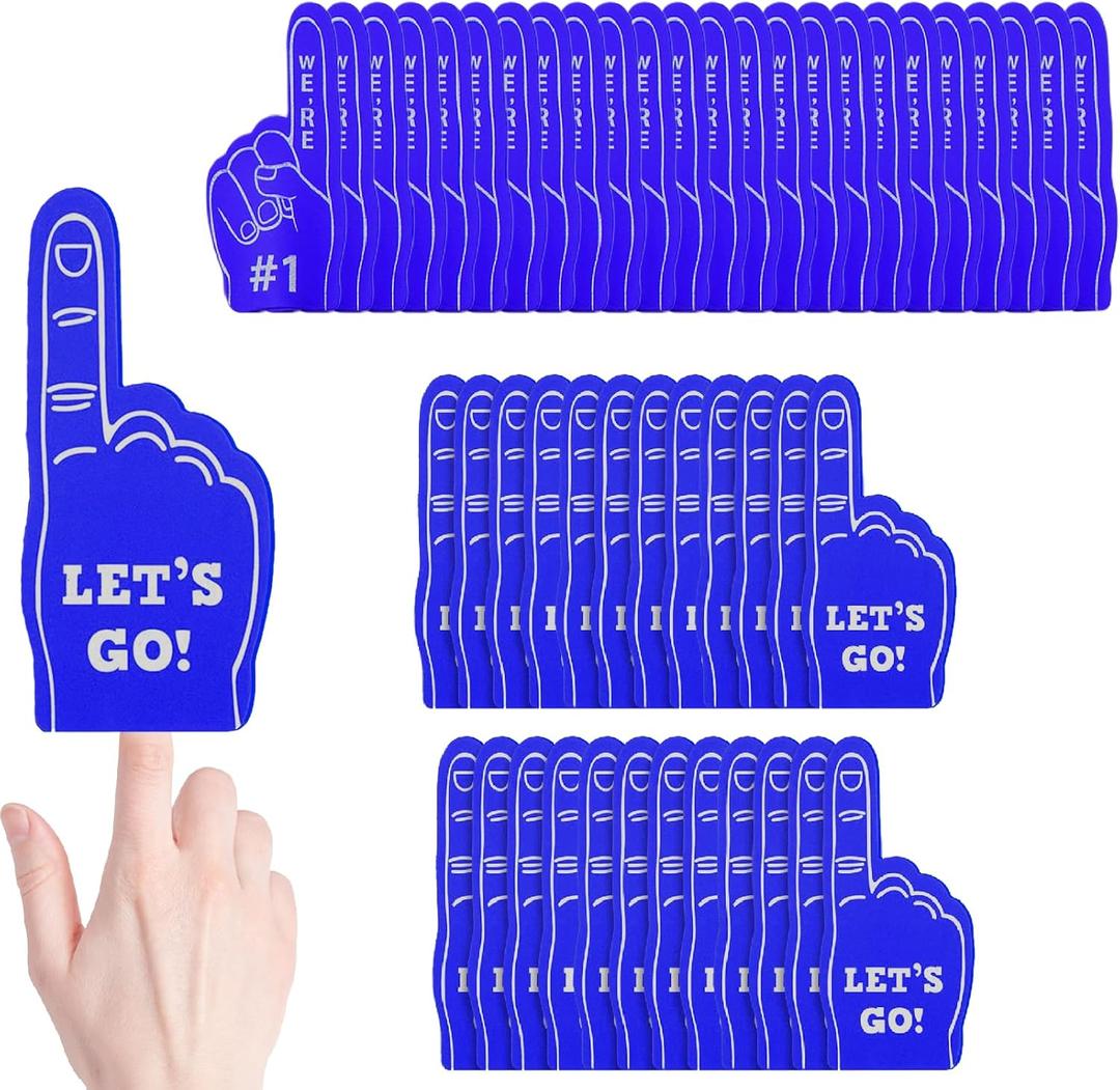 48 Pieces Mini Foam Finger, Sport Fan Party Favors, We're #1 Sports Themed Party Supplies for Baseball Basketball Football Soccer Events Team Gifts (Blue)