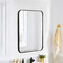 30x20 Rectangle Mirror Wall Mounted Aluminum Alloy Metal Frame HD Glass Dressing Make-up for Bathroom Entryway Bedroom Living Room 30 20 inch Black