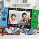 Video Game Photo Props Gaming Party Props Level Up Birthday Decoration Handheld Gaming Theme Decoration Photo Booth Frame Birthday Game Fans Video Gamer Party Supplies 31.5 x 15.9 Inch (Blue and Green)