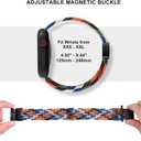 Magnetic Braided Loop Band Compatible with Apple Watch Series 11 10 46mm 9 8 7 6 5 4 42mm 44mm 45mm 49mm for Women Men, Stretchy Nylon Elastic Sport Strap for iWatch SE/Ultra 1/2/3, Orange Pink