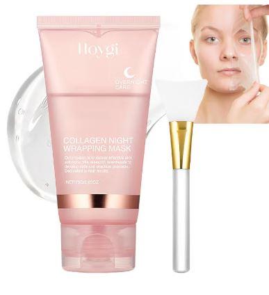 Hoygi Collagen Night Wrapping Mask, Hyaluronic Acid & Niacinamide Facial Mask for Elasticity & Hydration, 2.53 fl.oz
