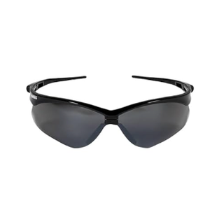KleenGuard V30 Nemesis Safety Glasses (25688), with Mirror Coating, Smoke Lenses, Black Frame, Unisex Sunglasses for Men and Women (Qty 12)