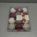 12PCS Burlap Christmas Ornaments, Rustic Jute Wrapped Balls 3.15", Snowflake Embroidered & Plaid Pattern Farmhouse Ornaments for Christmas Tree