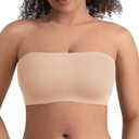 FeelinGirl Strapless Bra for Women No Underwire Seamless Padded Anti-Slip Tube Top Bandeau Bra Smoothing Comfy Bralette L
