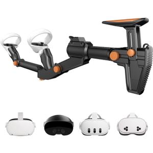 VR Gunstock for Meta Quest 2 Quest 3 Quest 3S Quest Pro Adjustable FPS Gaming Controller Accessories with Quick Magnetic Attachment Cheek Pad for Immersive VR Gameplay (Black)