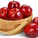 Lorigun Artificial Apples Fake Fruits Red Delicious Apples for Decoration, Decorative Fruit, Faux Big Red Apple 6 Pcs