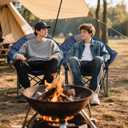 Oversized Camping Chair 500lbs Heavy Duty - Moon Saucer Folding Chair with Cup Holder, Padded for Outdoor, Lawn, Sports, Patio (Blue & Gray)