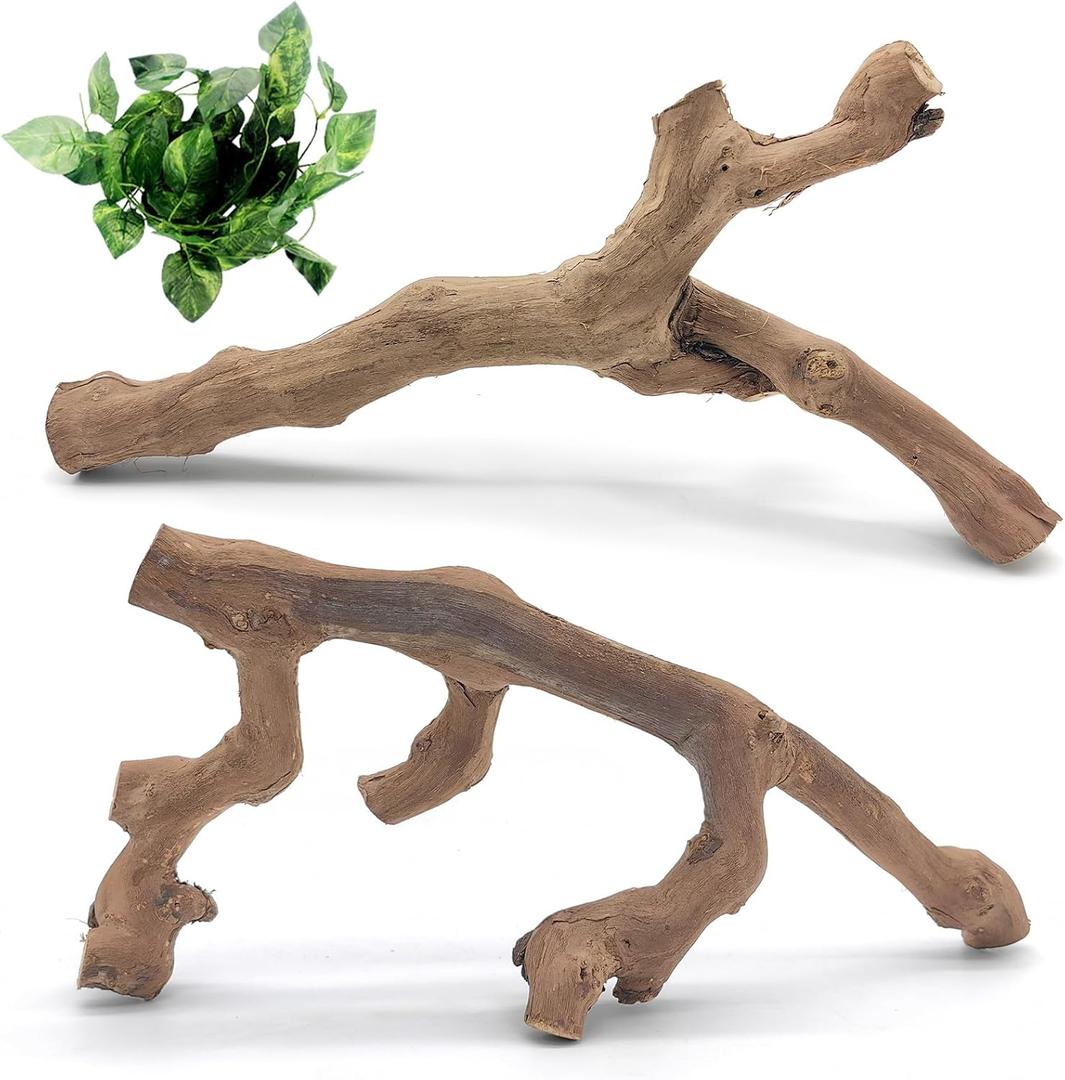 VCEPJH Snake Climbing Branch, 2Pcs Reptile Wood Natural Cork Log Tank Accessories Tree Trunk for Chameleon Bearded Dragon Gecko Snake Frog Spider