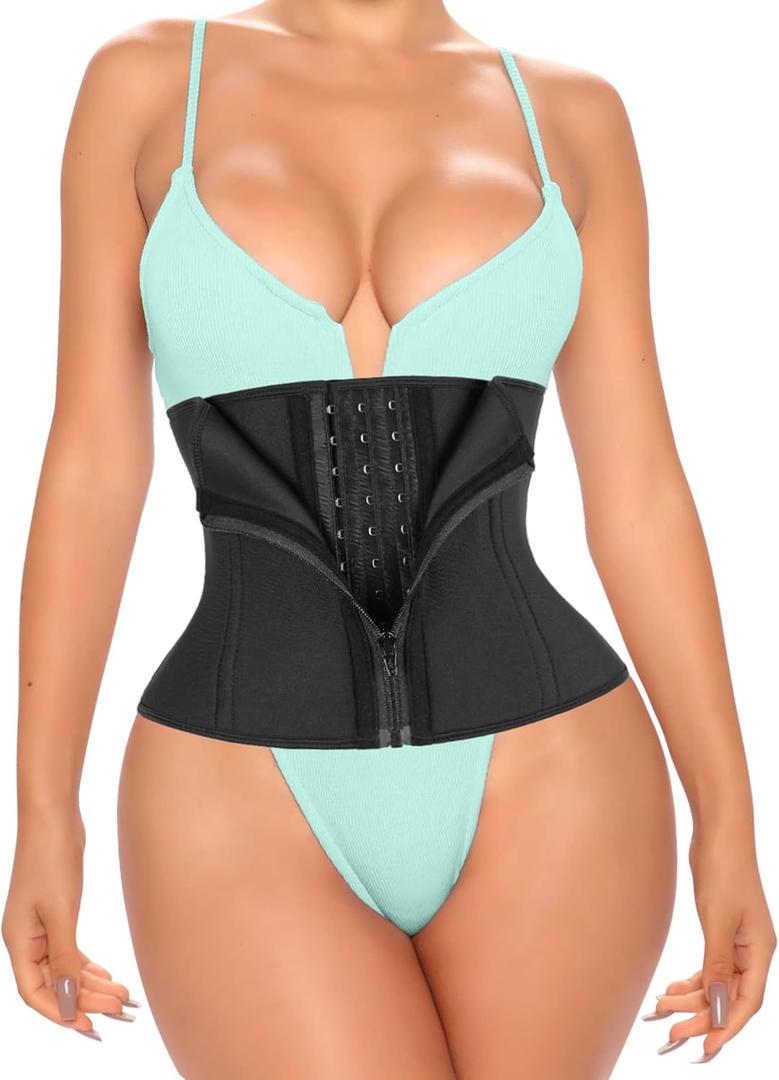 Short Torso Waist Trainer for Women Lower Belly Fat, Workout Fajas Colombianas Waist Cincher Corset (XXX-Small, 9 Inch 13 Steel Bones-hook & Zipper)